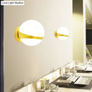 GobekUsa Frosted Glass Wall Lamp with Gold Finish - Modern Spherical Design (1/2 Heads)