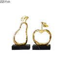 GobekUsa Fruit Shaped Metal Crafts Apple/pear Hollow Out Sculpture Modern Home Decor