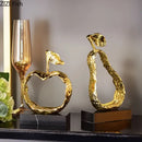 GobekUsa Fruit Shaped Metal Crafts Apple/pear Hollow Out Sculpture Modern Home Decor