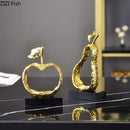 GobekUsa Fruit Shaped Metal Crafts Apple/pear Hollow Out Sculpture Modern Home Decor