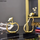GobekUsa Fruit Shaped Metal Crafts Apple/pear Hollow Out Sculpture Modern Home Decor