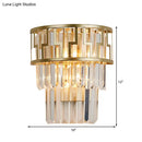 GobekUsa Brass Modernism Layered Wall Lamp with Clear Crystal - 2 Lights Bedside Sconce Fixture