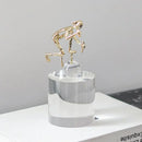 GobekUsa Geometric Crystal Sculpture: Golden Metal Handcrafted Worker Figurine