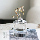 GobekUsa Geometric Crystal Sculpture: Golden Metal Handcrafted Worker Figurine