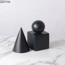 Modern gold geometric cube round statue decor for living room by Decorbites