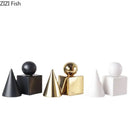 Modern gold geometric cube round statue decor for living room by Decorbites