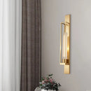 GobekUsa Gold Metal Linear Sconce Lighting with Ribbed Glass Shade - Modern Corner Wall Mount Lamp