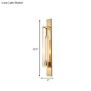 GobekUsa Gold Metal Linear Sconce Lighting with Ribbed Glass Shade - Modern Corner Wall Mount Lamp
