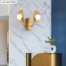 GobekUsa Modern Gold Globe Wall Sconce Light - 2-Light LED Metal Wall Mount Lamp for Living Room