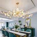 GobekUsa Ginkgo Branch Leaf LED Ceiling Chandelier - Modern Nordic Design for Home Decor