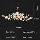 GobekUsa Ginkgo Branch Leaf LED Ceiling Chandelier - Modern Nordic Design for Home Decor