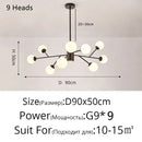 GobekUsa Glass Ball Modern Branch Chandelier - Magic Bean Design for Living Room