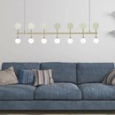 GobekUsa Modern Gold Glass Ball Chandelier for Dining Room - 7-Light Linear Island Fixture