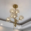 GobekUsa Glass Ball Iron Chandelier for Home Hotel Villa Living Room