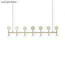 GobekUsa Modern Gold Glass Ball Chandelier for Dining Room - 7-Light Linear Island Fixture