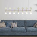 GobekUsa Modern Gold Glass Ball Chandelier for Dining Room - 7-Light Linear Island Fixture