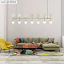 GobekUsa Modern Gold Glass Ball Chandelier for Dining Room - 7-Light Linear Island Fixture