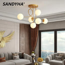 GobekUsa Glass Ball LED Ceiling Chandelier - Modern Nordic Pendant Light for Living Room