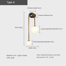 GobekUsa Glass Ball LED Wall Lamp in Gold Iron for Modern Bedroom and Study Lighting