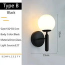 Modern gold glass ball led wall lamp for bedroom by Decorbites