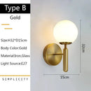 Modern gold glass ball led wall lamp for bedroom by Decorbites