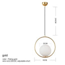 GobekUsa Glass Ball Pendant Lamp: Elegant Dining Room Light Fixture, Gold Finish