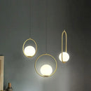 GobekUsa Glass Ball Pendant Lamp: Elegant Dining Room Light Fixture, Gold Finish