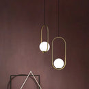 GobekUsa Glass Ball Pendant Lamp: Elegant Dining Room Light Fixture, Gold Finish