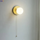 GobekUsa Glass Ball LED Wall Lights with Pull Chain Switch for Bedroom Cafe Bathroom