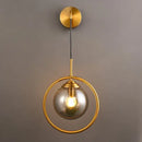 GobekUsa Glass Ball Wall Sconce Light Fixture Golden Bedside Lamp for Home Decor