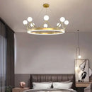 GobekUsa Glass Crown Chandelier Pendant Light for Bedroom Ceiling, Modern Suspension Lamp