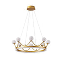GobekUsa Glass Crown Chandelier Pendant Light for Bedroom Ceiling, Modern Suspension Lamp