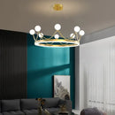 GobekUsa Glass Crown Chandelier Pendant Light for Bedroom Ceiling, Modern Suspension Lamp