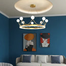 GobekUsa Glass Crown Chandelier Pendant Light for Bedroom Ceiling, Modern Suspension Lamp