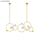 GobekUsa Contemporary 3-Light Gold Glass Ring Island Pendant With Adjustable Rods