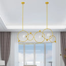 GobekUsa Contemporary 3-Light Gold Glass Ring Island Pendant With Adjustable Rods