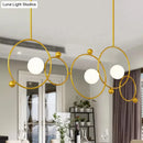GobekUsa Contemporary 3-Light Gold Glass Ring Island Pendant With Adjustable Rods