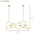 GobekUsa Contemporary 3-Light Gold Glass Ring Island Pendant With Adjustable Rods