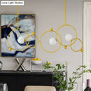 GobekUsa Contemporary 3-Light Gold Glass Ring Island Pendant With Adjustable Rods