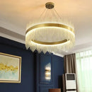 GobekUsa Glass Rod LED Pendant Chandelier: Elegant Lighting Fixture for Home Living Dining Bedroom Decor