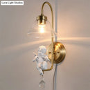 GobekUsa Modern Gold Glass Sconce Light with Resin Deco - 1-Light Wall Lamp