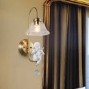 GobekUsa Modern Gold Glass Sconce Light with Resin Deco - 1-Light Wall Lamp