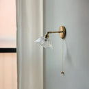 GobekUsa Glass Shade LED Wall Light with Pull Chain Switch - Plug-In Bedroom Lamp