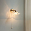 GobekUsa Glass Shade LED Wall Light with Pull Chain Switch - Plug-In Bedroom Lamp