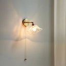 GobekUsa Glass Shade LED Wall Light with Pull Chain Switch - Plug-In Bedroom Lamp