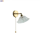 GobekUsa Glass Shade LED Wall Light with Pull Chain Switch - Plug-In Bedroom Lamp