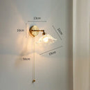 GobekUsa Glass Shade LED Wall Light with Pull Chain Switch - Plug-In Bedroom Lamp