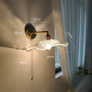 GobekUsa Glass Shade LED Wall Light with Pull Chain Switch - Plug-In Bedroom Lamp