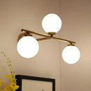 GobekUsa Minimalist Globe Opal Glass Sconce Light Fixture - Up and Down Wall Lamp, Gold, 3 Bulbs