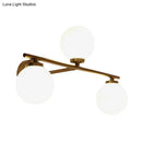 GobekUsa Minimalist Globe Opal Glass Sconce Light Fixture - Up and Down Wall Lamp, Gold, 3 Bulbs